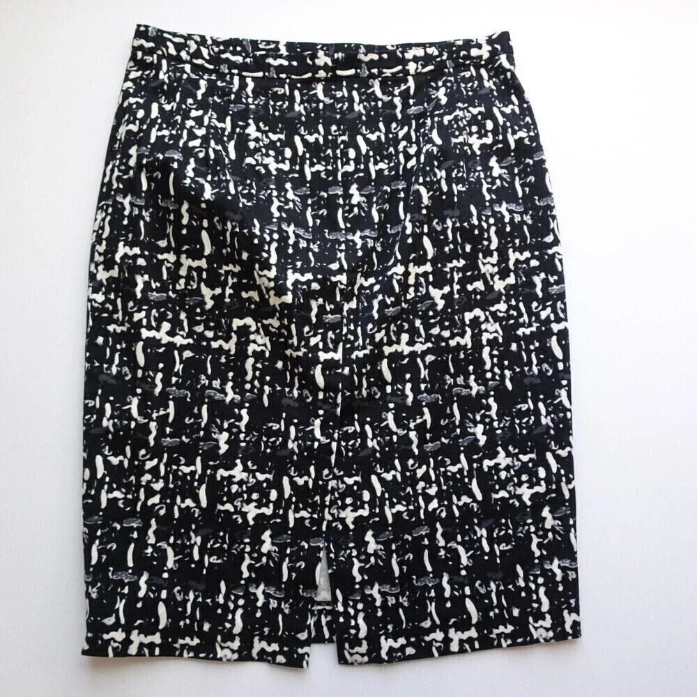 MICHAEL Michael Kors Women's Pencil Skirt Back Slit Zip Stretch Print Office 8